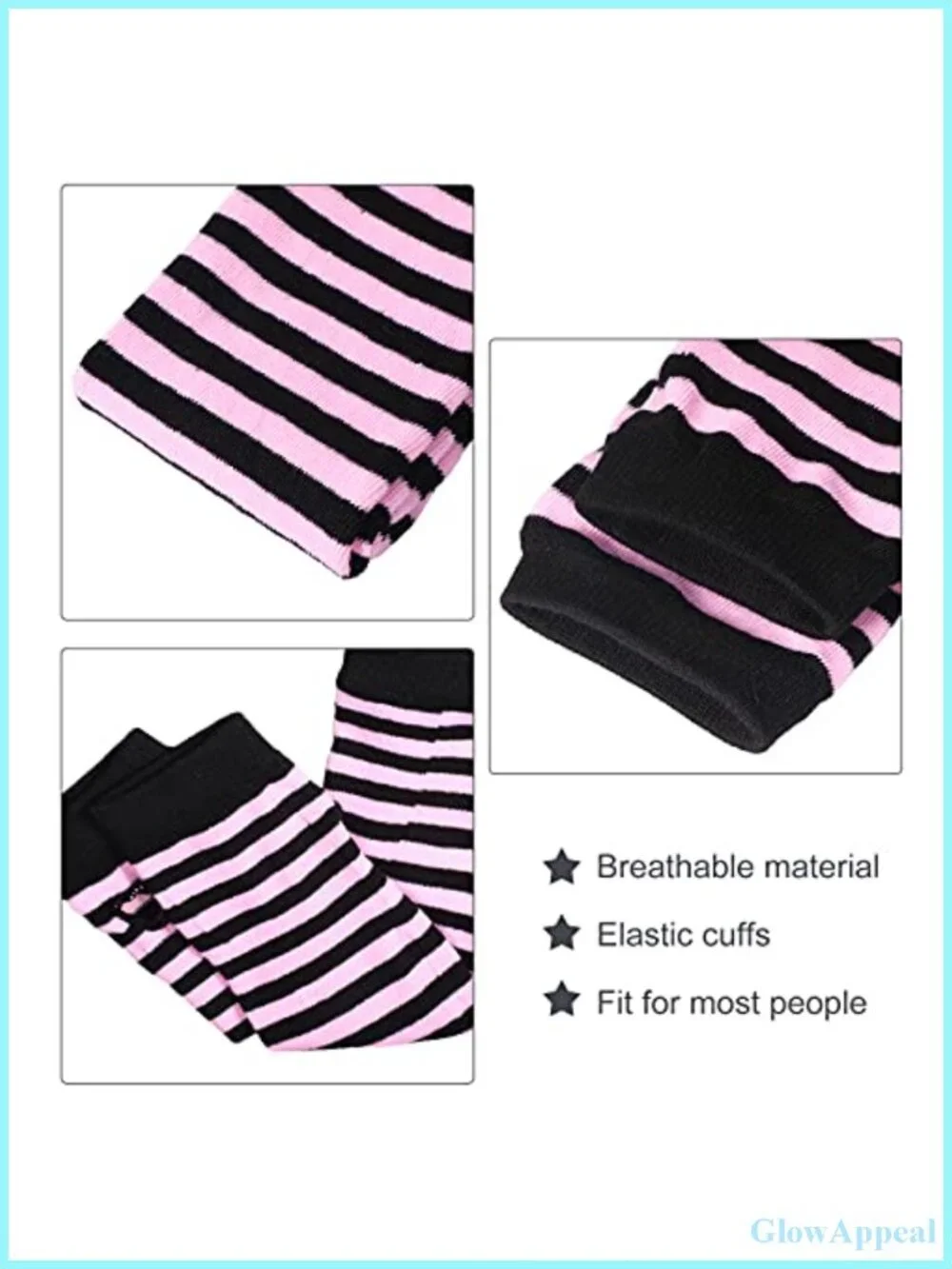 Long Fingerless Gloves with Thumb Hole, Knit Arm Warmers, Polyester, Winter